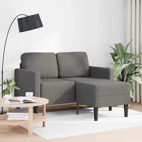 világosszürke vászon 2 üléses kanapé L-alakú kanapéval 125 cm