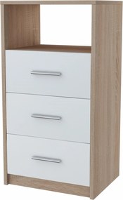 Komód szekrény 3SO Fehér-sonoma 40cm Ufc fiókos polc