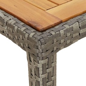 szürke polyrattan és akácfa kerti asztal 190 x 90 x 75 cm