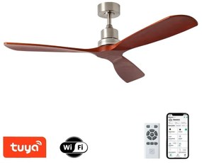ZEVENTI - LIONI mennyezeti ventilátor Wi-Fi Tuya króm/tölgy + távirányító