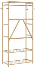 bambusz ruhaállvány polcokkal 80x40x175 cm