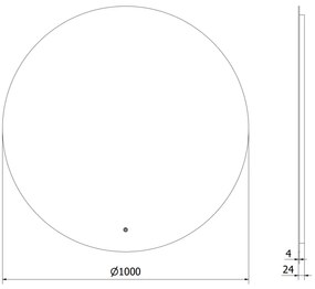 Mexen Erg, Kerek LED háttérvilágítású fürdőszobatükör 100cm, 6000K, Páramentes fűtőbetét, 9823-100-100-611-00