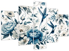 Kép - Kolibrikok virágokkal (150x105 cm)