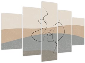 Kép - Line art csók (150x105 cm)