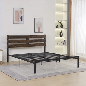 Franciaágy ráccsal, rusztikus tölgy/fém, 160x200, ANEYA