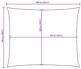 bézs téglalap alakú oxford-szövet napvitorla 5 x 6 m