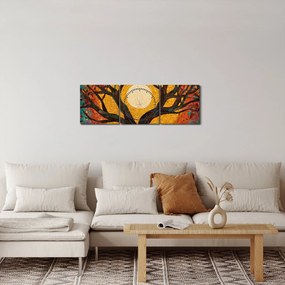 Kép - Nap az élet fájának koronájában (órával) (90x30 cm)