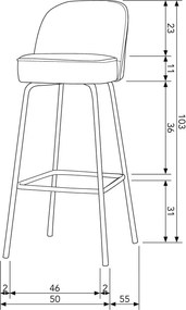 Khaki bársony bárszék (ülésmagasság 79 cm) Vogue – WOOOD