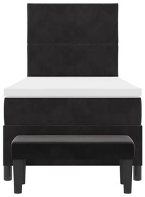 Box Spring ágy matraccal és paddal Fekete 100x200 cm Bársony