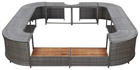 Szürke négyszög alakú polyrattan pezsgőfürdőkeret 268x268x55 cm