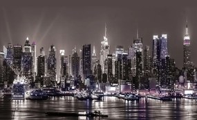 New York éjjel poszter, fotótapéta, Vlies (104 x 70,5 cm)