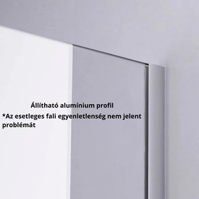 Stuxi Milano Plus Walk-in zuhanyfal, 100x200 cm, 8 mm vastag vízlepergető biztonsági üveggel, 200 cm magas, króm profillal és távtartóval