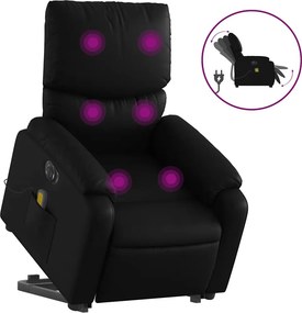 vidaXL elektromos fekete műbőr felállást segítő dönthető masszázsfotel