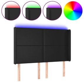 fekete műbőr LED-es fejtámla 147x16x118/128 cm