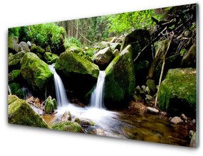 Üvegkép Waterfall Rocks Nature 125x50 cm