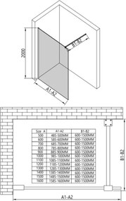 Erga Paris, Beépíthető zuhanyfal 110x200 cm, 8 mm-es matt üveg, fehér profil, ERG-V02-PARIS-110x200-FR-WH