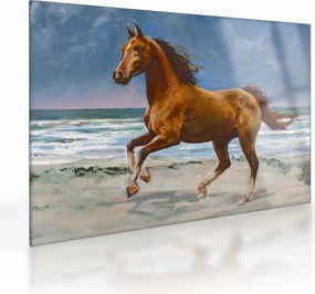 Egy ló képe a tengerparton (üvegen) (70x50 cm)