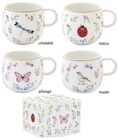 1 db porcelán bögre díszdobozban Fancy Garden választható mintával / Szitakötó
