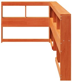 Könyvespolc fejtámla L-alakú viaszbarna 100 cm tömör fa fenyőfa