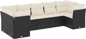 vidaXL 7 részes fekete polyrattan kerti ülőgarnitúra párnával