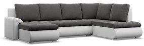 Tokio U sarokkanapé, 3 ágyneműtartóval, bársony + műbőr, jobboldali, szürke - fehér