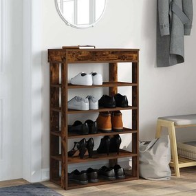 füstös tölgy színű szerelt fa cipőtartó 60x30x98 cm
