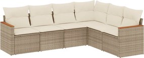 vidaXL 6 részes bézs polyrattan kerti ülőgarnitúra párnával