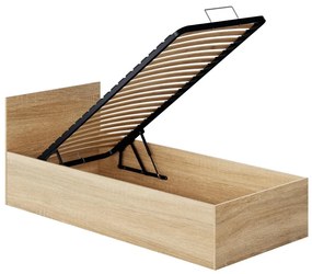 Egyszemélyes ágy 90 cm Discutibles (szonoma tölgy) (ágyráccsal)  (tárolóhellyel). 1116312