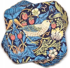 Madarak madár eper alátét kék kicsi asztalra bögre alá 6db