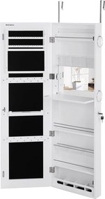 Tükrös ékszerszekrény 37 x 10 x 120 cm, zárható, fehér