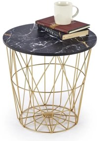 Kávésasztal HARISSA 41x42 cm arany/fekete márvány dekoráció