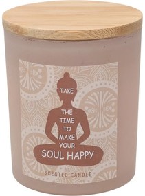 Soul Happy Illatgyertya, szantálfa illatú, 7 x 8,5 cm, 300 g, bézs