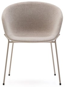 Bézs kárpitozott karfás étkezőfotel Yvette – Kave Home