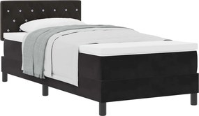 vidaXL Boxrugós ágy matracmal fejtámlával Fekete 90 x 190 cm Bársony