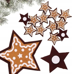 Filc matricák mézeskalács csillagok karácsonyi matricák 4,5x4,5 cm 12db
