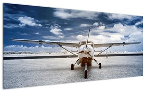 Egy motoros repülőgép képe (120x50 cm)