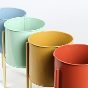 2 darabos virágtartó szett, kék/neo mint/arany, ROZEL SET