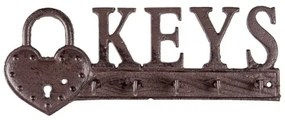 Öntöttvas fali kulcstartó, "Keys" felirattal