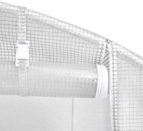 fehér acélvázas melegház 48 m² 16 x 3 x 2 m