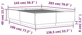 betonszürke szerelt fa ágykeret 140 x 200 cm