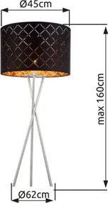 Globo 15229S1 Állólámpa textil, fekete-arany, kábel 1,8 m, Schalter, ø: 620, H:1580, exkl. 1xE27 60W 230V