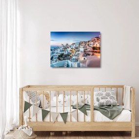 Kép - Alkonyat Santoriniban (üvegen) (70x50 cm)