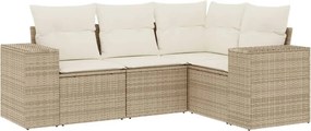 vidaXL 4 részes bézs polyrattan kerti ülőgarnitúra párnákkal