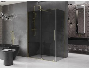 Mexen Velar, zuhanykabin tolóajtóval 150 x 75 cm, 8mm szürke üveg, arany fényes, 871-150-075-41-50