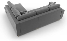 Világosszürke bársony kinyitható tárolóhelyes sarokkanapé (jobb oldali-L alakú) Kyoto – Cosmopolitan Design