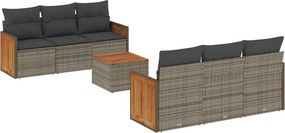 vidaXL 7 részes szürke polyrattan kerti ülőgarnitúra párnákkal