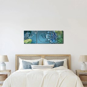 Kép - Trópusi növények levelei (órával) (90x30 cm)