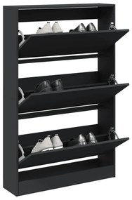 fekete szerelt fa cipőszekrény 80 x 21 x 125,5 cm