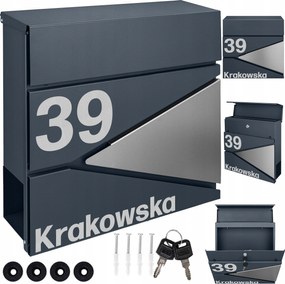 Postaláda Antracit Postaláda Házszámmal A4-ES Nagy Újságtartó