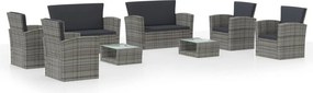 vidaXL 8 részes szürke polyrattan kerti bútorszett párnákkal